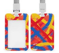 Abstract Art Retractable ID Badge Holder with Lanyard - Vertical Badge Reel,Keychain Clip,Name Tag Id Card Holder Protector for Nurse Officer Teacher Security Staff Women Men