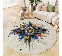 Abstract Art Round Rugs 200 Cm Mixed Colors Rug For Living Room Circle Area Rugs With Non Slip Backing Washable Rug For Bedroom Soft Graffiti Elements Children'S Carpet