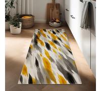 Abstract Art Runner Rug 50 x 140 cm Washable Entryway Rugs, Thin Non Slip Yellow Gray Speckled Texture Print Carpet Kitchen Runner Mat for Hallways Laundry Bedroom Bathroom