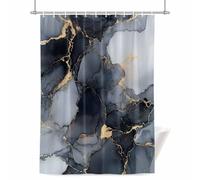 Abstract Art Shower Curtain for Bathroom, Black Gold Gradient Marble Texture Waterproof Cloth Fabric Bathroom Accessories Set with 12 Rust Proof Plastic Hooks, 66” x 72”