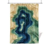 Abstract Art Shower Curtain for Bathroom, Green Orange Blue Texture Modernism Style Waterproof Cloth Fabric Bathroom Accessories Set with 12 Rust Proof Plastic Hooks, 48” x 72”