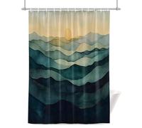 Abstract Art Shower Curtain for Bathroom, Modernism Green Yellow Gradient Collage Art Waterproof Cloth Fabric Bathroom Accessories Set with 12 Rust Proof Plastic Hooks, 72” x 78”