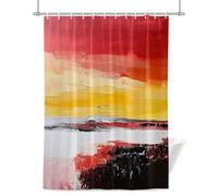 Abstract Art Shower Curtain for Bathroom, Modernism Red Yellow Black Water Ripple Waterproof Cloth Fabric Bathroom Accessories Set with 12 Rust Proof Plastic Hooks, 36” x 78”