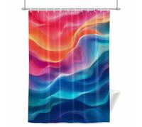 Abstract Art Shower Curtain for Bathroom, Modernism Yellow Blue Water Ripple Waterproof Cloth Fabric Bathroom Accessories Set with 12 Rust Proof Plastic Hooks, 72” x 72”