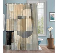 Abstract Art Shower Curtain with 12 Hooks Beige Brown Blocks Watercolor Modern Art Waterproof Fabric Shower Curtains Sets for Bathroom Bath Decorations, Machine Washable, 72"x78"