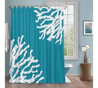 Abstract Art Shower Curtain with 12 Hooks Coral Blue Background Modern Simple Ocean Waterproof Fabric Shower Curtains Sets for Bathroom Bath Decorations, Machine Washable, 72"x78"