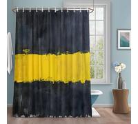 Abstract Art Shower Curtain with 12 Hooks Simple Theme Black Yellow Color Block Waterproof Fabric Shower Curtains Sets for Bathroom Bath Decorations, Machine Washable, 48"x72"