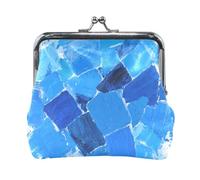 Abstract Art Square Splash Ink Blue Fashion Women's Leather Coin Purse Wallet Fancy Mini Coin Purse Pouches for Men Women Travel bolsas para