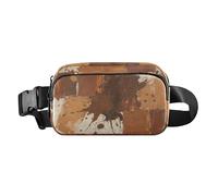 Abstract Art Square Splash Ink Brown Fashionable Waist Pack Crossbody Bag for Women Men Mini Belt Bag with Adjustable Strap for Travel Gym Work