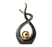 Abstract Art Statue Ceramic Sculpture Large Black-Gold for Modern Home Decor Living Room Bedroom Office Decorations, Bookshelf Accents Desk Table Centerpiece As Great Gifts for Family or Friends