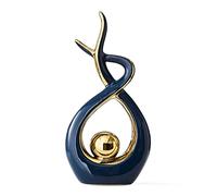 Abstract Art Statue Ceramic Sculpture Large Blue-Gold for Modern Home Decor Living Room Bedroom Office Decorations, Bookshelf Accents Desk Table Centerpiece As Great Gifts for Family or Friends