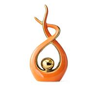 Abstract Art Statue Ceramic Sculpture Large Orange-Gold for Modern Home Decor Living Room Bedroom Office Decorations, Bookshelf Accents Desk Table Centerpiece As Great Gifts for Family or Friends