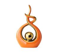 Abstract Art Statue Ceramic Sculpture Small Orange-Gold for Modern Home Decor Living Room Bedroom Office Decorations, Bookshelf Accents Desk Table Centerpiece As Great Gifts for Family or Friends