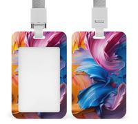 Abstract Art Sweeping Brush Strokes Loop Pattern ID Badge Holder Retractable Clip Card Holder Card Protector Name Badge Name Tag for Work Office Doctor Nurse