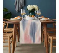 Abstract Art Table Runner 13x48 inch Modernism Gradient Pink Blue Vintage Linen Cotton Linen Dining Table Runner Ideal for Dresser Kitchen Coffee Tables - Machine Washable