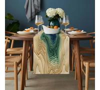 Abstract Art Table Runner 13x60 inch Green Orange Blue Texture Modernism Style Cotton Linen Dining Table Runner Ideal for Dresser Kitchen Coffee Tables - Machine Washable