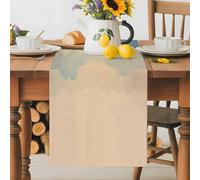 Abstract Art Table Runner 13x60 Inches Long Modern Yellow Green Gradient Stripes Cotton Linen Table Runner Burlap Style for Dinner Table Party Decor Tabletop Decorations