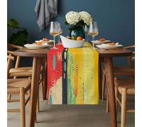 Abstract Art Table Runner 13x70 inch Art Nouveau Colorist Style Polka Dot Cotton Linen Dining Table Runner Ideal for Dresser Kitchen Coffee Tables - Machine Washable