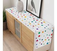 Abstract Art Table Runner 14x72 inch Simple Colorful Polka Dot Decoration Cotton Linen Dining Table Runner Ideal for Dresser Kitchen Coffee Tables - Machine Washable