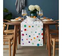 Abstract Art Table Runner 18x72 inch Simple Colorful Polka Dot Decoration Cotton Linen Dining Table Runner Ideal for Dresser Kitchen Coffee Tables - Machine Washable