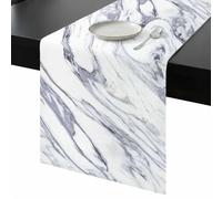 Abstract Art Table Runner 36 Inches Long, White Gray Marble Texture Modern Style Washable Table Runners Heat-Insulation Kitchen Dining Table Decorations for Home Party Decor, 13"x36"