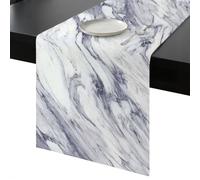Abstract Art Table Runner 72 Inches Long, White Dark Gray Marble Texture Modern Style Washable Table Runners Heat-Insulation Kitchen Dining Table Decorations for Home Party Decor, 13"x72"