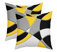 Abstract Art Throw Pillow Covers 60x60cm Set of 2 Soft Black White Yellow Grey Geometric Pillow Cases Cushion Covers For Living Room Modern Art Decorative Throw Pillowcases for Sofa Couch Chair