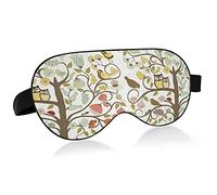 Abstract Art Tree of Life with Flowers and Birds Eye Masks Cover Blocks Light Sleep Mask Shade Cover Blindfold Relaxing Eyeshade Cover with Adjustable Head Strap for Men Women Kids