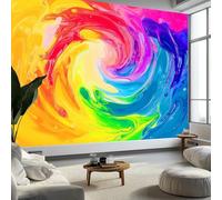 Abstract Art Wall Mural 500 x 280 cm Photo Wallpaper, Colorful Paint Swirl Non-Woven Wall Mural Poster Modern Design for Living Room Bedroom Children's Room Corridor Decoration
