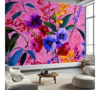 Abstract Art Wall Murals 200 x 140 cm Photo Wallpaper, Non-Woven Premium Wall Mural Watercolor Floral Leaf Texture for Living Room Bedroom Kitchen Office Kids Decoration Hanging
