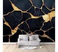 Abstract Art Wallpaper Mural Black Cracked Marble Wall Mural, 200 x 140 cm Tapestry for Home Office Dorm Indoor and Outdoor Decoration