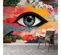 Abstract Art Wallpaper Mural Rainbow Patchwork Eyes Pupils Wall Mural 400 x 280 cm (W x H), Premium Non-Woven Abstract Art Removable Wallpaper - Waterproof Wall Decoration Poster Modern Picture Design