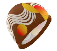 Abstract Art Wave Lines Round Brown s for Unisex Adults Short Hair Waterproof Large Swim for Women Hair Protection and Drag Reduction Gorro de natacion para Hombre