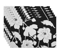 Abstract Art White Flowers Placemat, Table Accessories One Side Print, Heat Resistant Wear Resistant Non-Slip Dining Table Mat, Washable Elegant For Kitchen Dinning Restaurant Party 30 * 45Cm