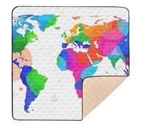 Abstract Art World Map Wallpaper Soft Foam Baby Activity Play Mat for Indoor Outdoor Waterproof Travel Play Mat for Baby Kids Toddlers Infants, 50'' x 50''