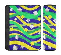 Abstract Art Yellow Green Wave Lines Square car seat Shoulder Strap Pads,Protects Your Neck and Shoulders,Cute Seatbelt Cover for Sedan Backpack Bag accesorios para carro 2 pcs