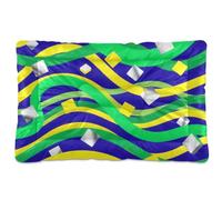 Abstract Art Yellow Green Wave Lines Square Washable Dog Beds Crate Pad Soft Anti-Slip Dog Crate Pad for Medium/Large Dogs 36" x 24"