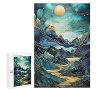 Abstract Aurora Borealis, 1000 PCS Wooden Brain Teaser for Adults, Relaxing Home Activity, with A Decorative Finished Picture