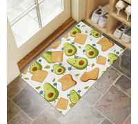 Abstract Avocado Door Mats 60 X 90 Cm, Washable Indoor Doormat Tpr Non-Slip, Dirt Trapper Front Door Mat Inside, Cartoon Fruit Absorbent Entrance Rug For Entryway, Pets Dogs - Green