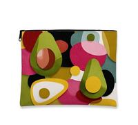 Abstract Avocado Makeup Bag, Colorful Shapes Modern Cosmetic Travel Pouch for Women, Portable Small Zipper Organizer, Fun Gift Skincare Toiletry Bag, Summer Festival Essentials, multicolor, 7x9 Inch