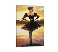 Abstract Ballerina Canvas Wall Art Gothic Victorian Ballet Dancer Poster Black And White Lady Dancing Girl Print Vintage Black Woman Artwork Room Decor Hanging Paintings Poster 24x36inch(60x90cm)