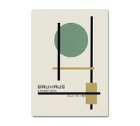 Abstract Bauhaus Green Color Block Lines Modern Minimalist Wall Art Posters Prints Canvas Painting Pictures Living Room Decor A4 50X70Cm Unframed
