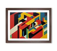 Abstract Bauhaus Vol.1 H1022 Framed Print for Living Room Bedroom Home Office Décor, Wall Art Picture Ready to Hang, Walnut A4 Frame (34 x 25 cm)