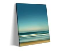 Abstract Beach Canvas Wall Art | Tranquil Teal & Blue Ocean Seascape Print for Living Room, Bedroom | Modern Coastal Wall Decor | Minimalist Calming Giclée Print (art-1,30 x 40 cm framed)