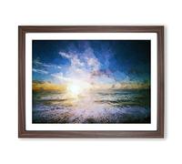 Abstract Beach In San Diego Modern Art Framed Print | A2 Walnut Framed Wall Art | Ready to Hang | Abstract Beach Picture | Living Room Bedroom Lounge Office