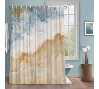 Abstract Beach Ocean Shower Curtain with 12 Hooks Summer Coastal Sea Waves Beige Gradient Waterproof Fabric Shower Curtains Sets for Bathroom Bath Decorations, Machine Washable, 54"x78"