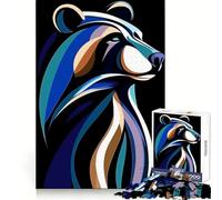 Abstract Bear Portrait 1000 Piece Jigsaw Puzzles for Adults Teenagers Recall Boost Tight Cut Real Challenge Art Display (38x52cm)