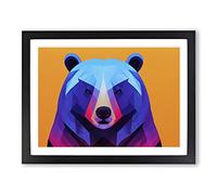 Abstract Bear Vol.1 Framed Print | A2 Black Framed Wall Art | Ready to Hang | Abstract Animal Picture | Living Room Bedroom Lounge Office