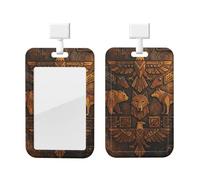 Abstract Bear Wolf and Eagle Tribal Totem ABS ID Badge Holder with Lanyard, Slide Cover Waterproof Anti-Fouling, Durable for Work - Events
