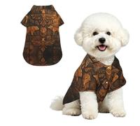 Abstract Bear Wolf and Eagle Tribal Totem Breathable Hawaiian Dog Shirt Summer Button Up Top for Small Medium Dogs S